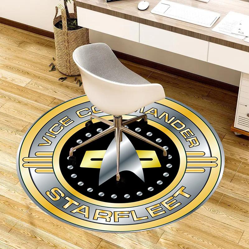 1pc Starfleet Vice Commander Badge Round carpet, Made of Polyester,Perfect for Decorating Office Chairs, Living Rooms,Vibrant Decorative Rug
