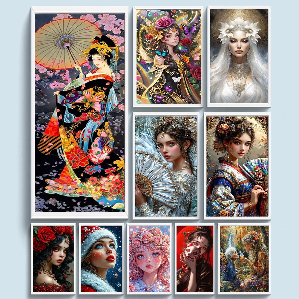 Bordado completo Eco-algodão Linha 14CT Impresso Menina Ponto Cruz Kit Arte