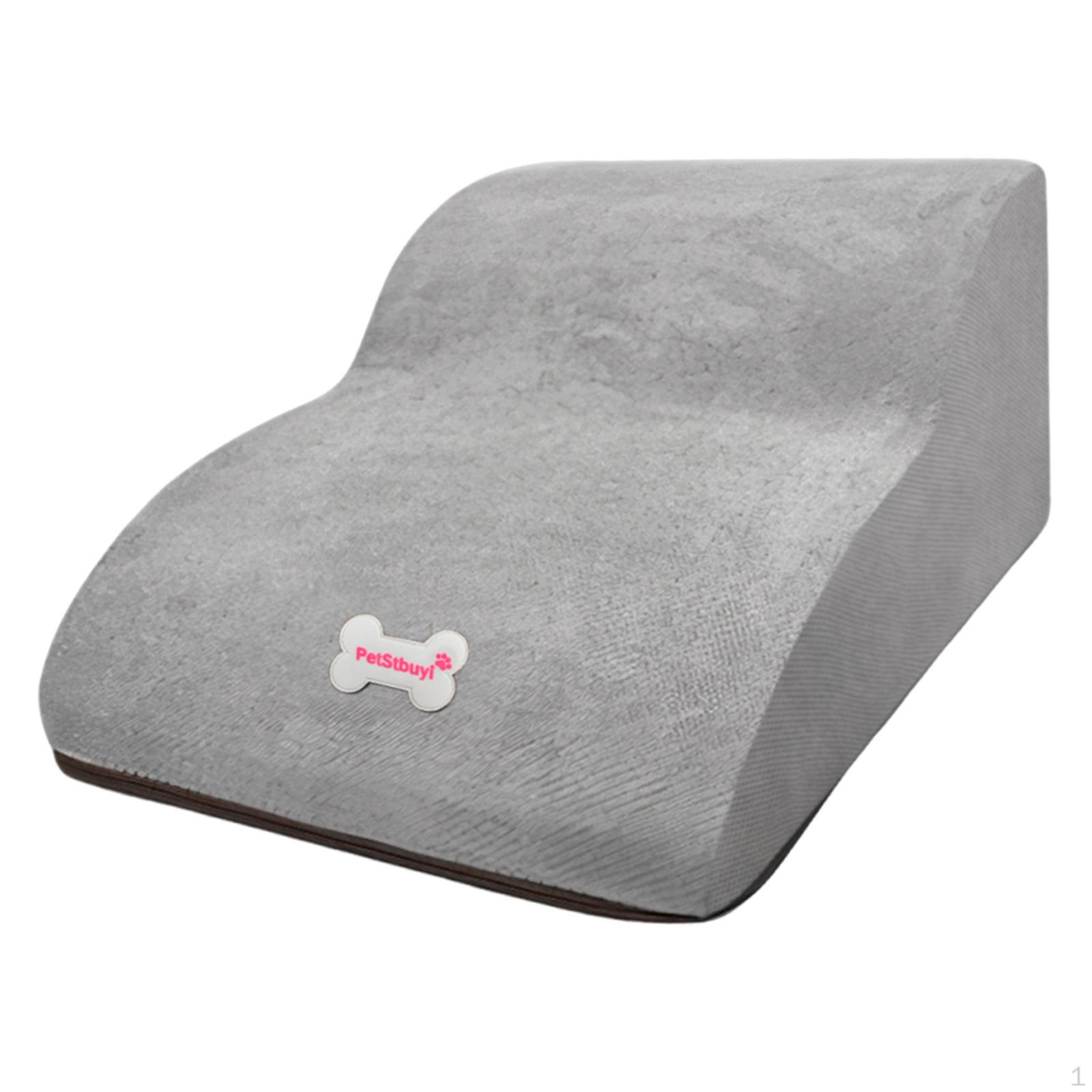 

2 Step Dog Stairs Slope Stair Removable Cover Lightweight Anti Slip Versatile Gentle for серый