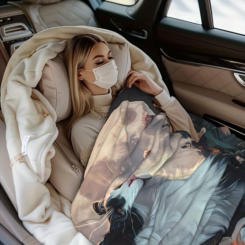 Charming Cat Moon Flower Flannel Blanket - Suitable for Bedrooms, Dormitories, Cars, Outdoors, Sofas Travel,offices - Ideal Gift