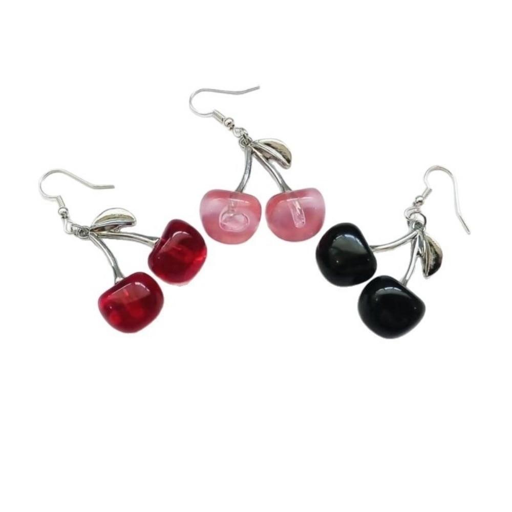 Creative Exaggerate Cherry Earrings Cute Resin Fruit Earrings Ear Jewelry Statement Earrings Holiday Jewelry