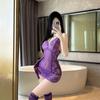 New High-end Objects Deep V Dew Ditch Lace Perspective Temptation Provocative Hip-wrapped Nightdress Sexy