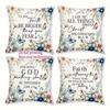 2D Flat - 4pcs Set, 2D Flat Printing, Floral Butterfly Print Christian Scripture Pillowcase Material, Modern Fashion Decorative Pillowcase, Suitable,