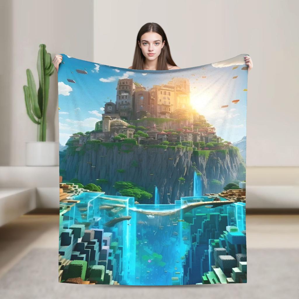 Knitted Blankets My M-Miners Flannel Lightweight Thin Throw Blanket Creepin It Real Pixel Game Crafts for Bedroom Sofa Bedspread