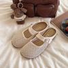 Woven mesh breathable bag head half slippers women's summer wear 2025 new flat-bottomed foreign style one-word women's cool slippers