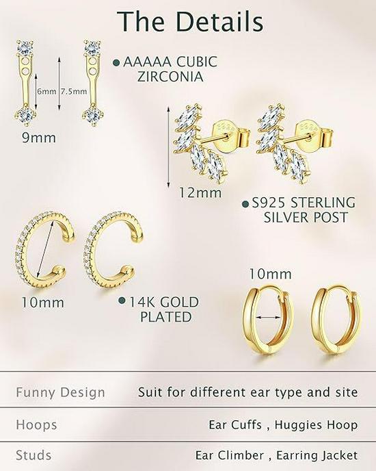 Gold-Plated Brass Hoop Earrings Fashion Set - European & American Design