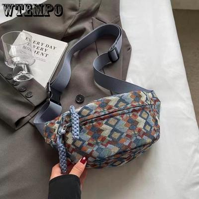 Retro Ethnic Style Walking and Running Sports Chest Bag for Women Crossbody Mobile Waist Bag