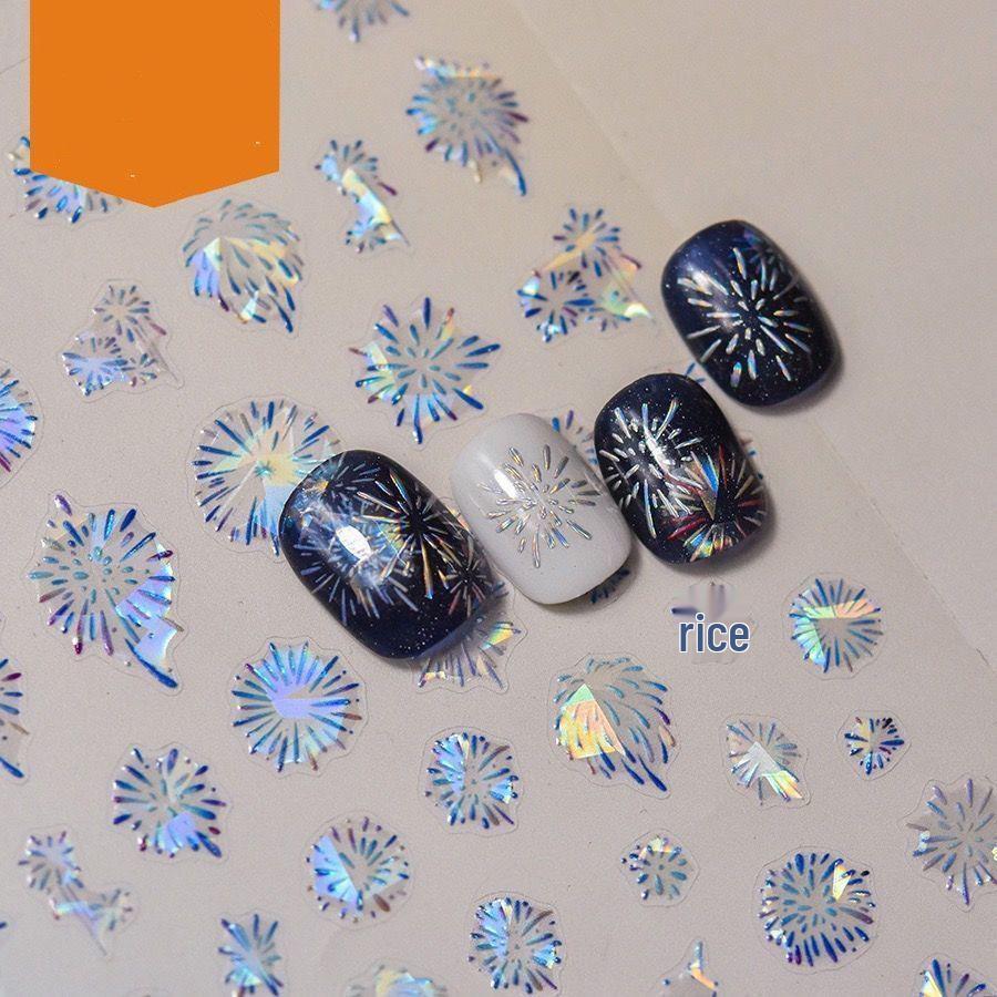 Little Red Sweet Potato Fireworks Nail Art Stickers: Dazzling Cream & Shell Light Fairy Colors