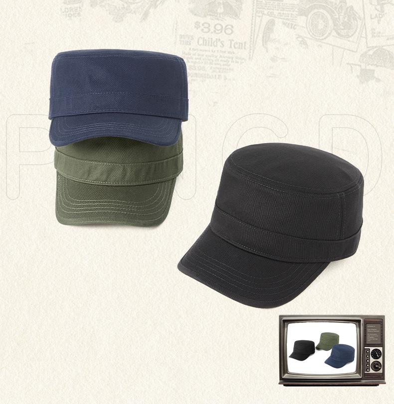 Cappello Piatto da Uomo Taglia Forte in Cotone - Berretto Militare Stile Coreano per Anziani, Versatile Protezione Solare da Esterno.