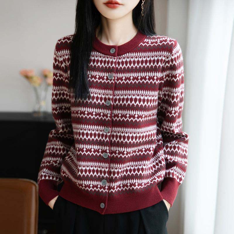 Sweaters Coat Cardigan for Women Autumn Winter Large Size Stripes Long Sleeve Knit Cardigan Sweaters Jacket