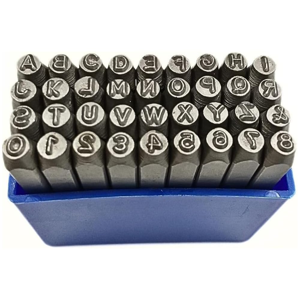 Stamping Set, Stamping Alphabet Letters, Numbers, Uppercase Alphabet, 3mm Character Size, 36 Pieces, Stamp Punch, Stamping Tool