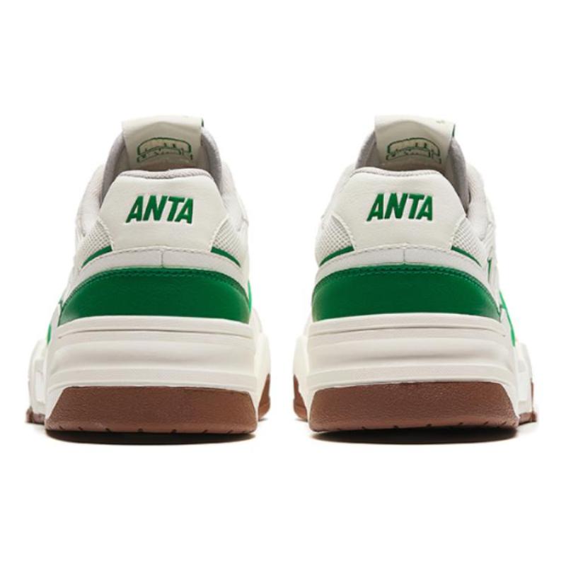 Anta Flame 5 Wear-Resistant Low-Top Skateboard Shoes Men's White Green Sneakers 112428081-2
