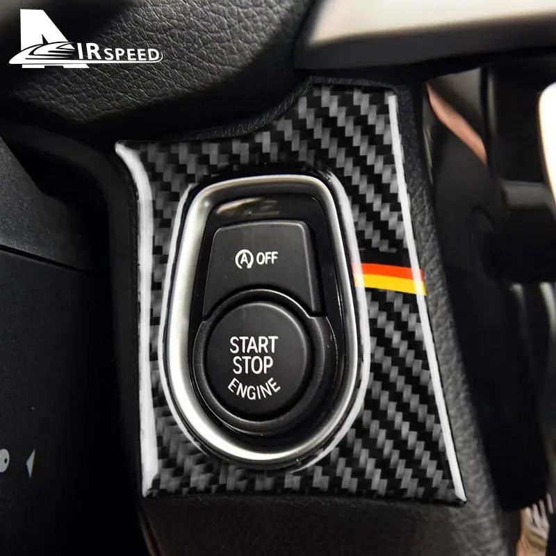 Real Soft Carbon Fiber For BMW F30 320i F34 GT 3 Series 2013-2018 M3 F80 2014 2015-2018 Car Start Engine Button Frame Sticker