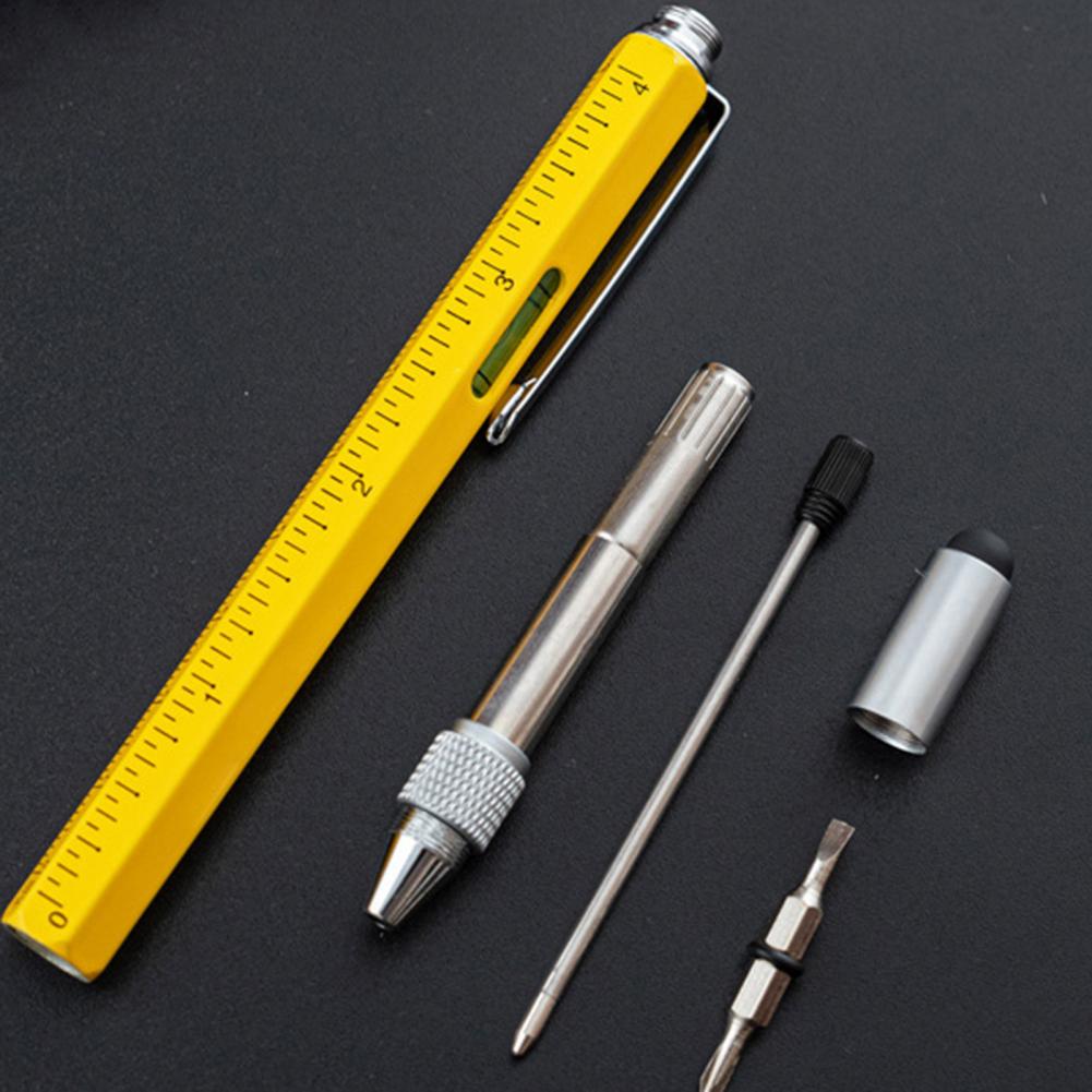 Multitool Pen 6 In 1 Multi Functional Ballpoint Student Kid Ruler Scale Touchscreen Screwdriver Tech Tool Pen Office