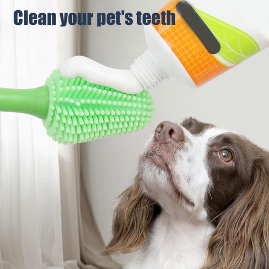 Pet Toothbrush 360-Degree Pet Toothbrush for Small Large Dogs And Cats Bamboo Shape Soft Teeth Cleaning Brush for Dental Care