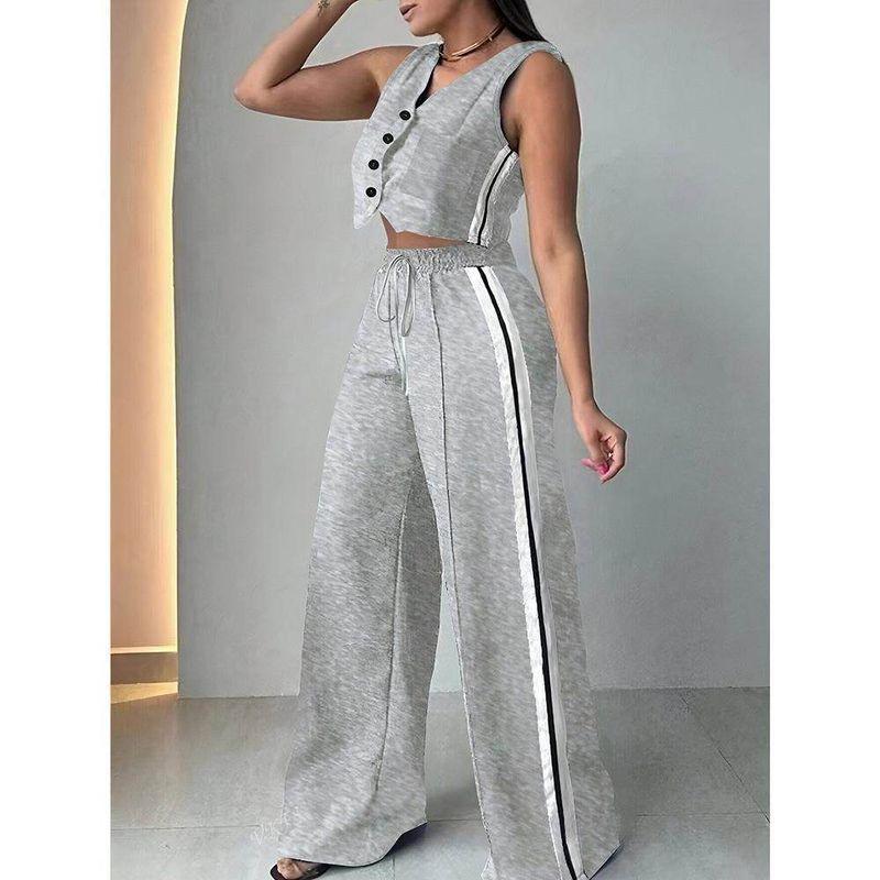 

Summer Fashion Casual Sports Wide-Leg Pants Set Blue 2XL