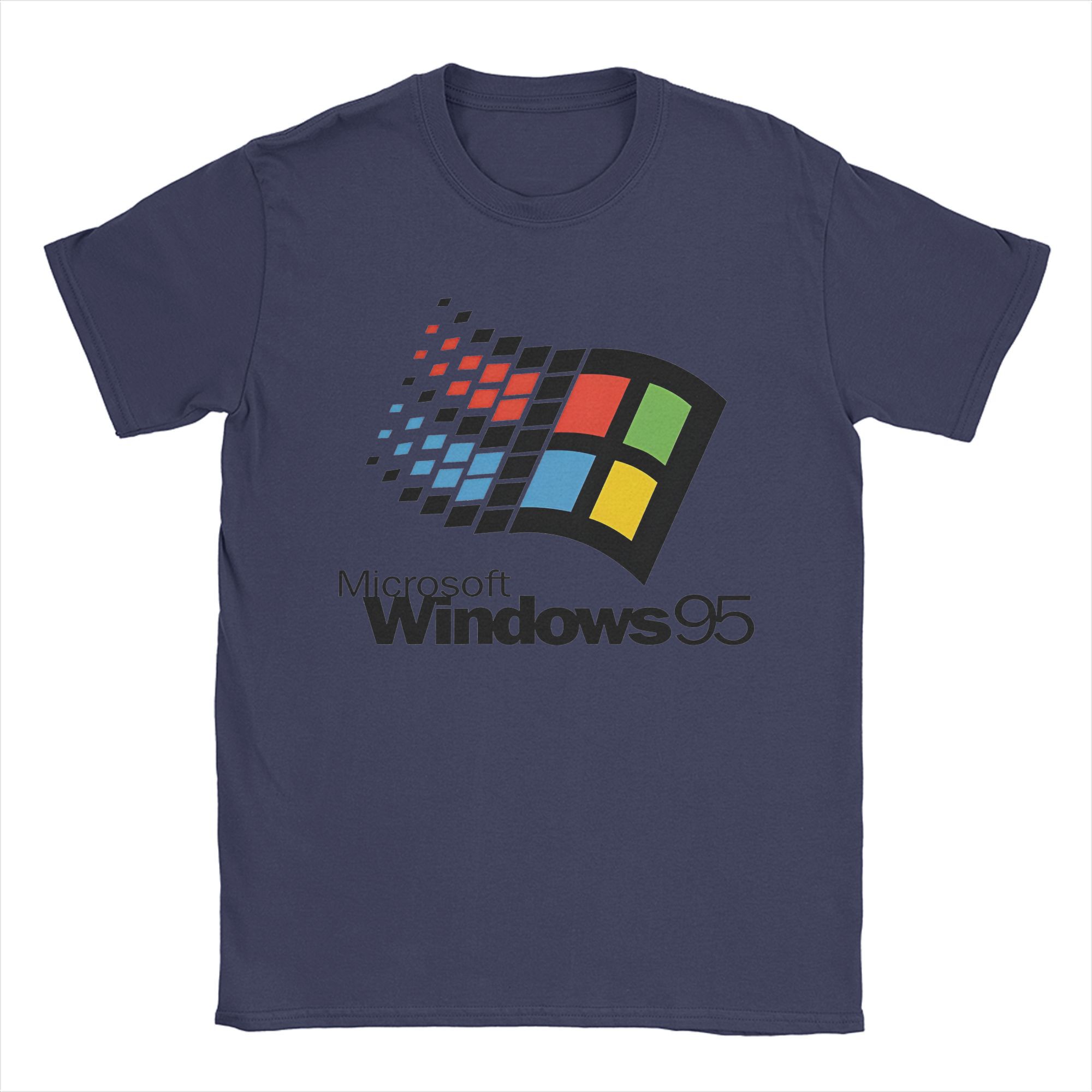 

Аксесуари Windows95 Унісекс Футболки 100% Бавовна Футболка Графічний Друк Топи Футболка XXXXL темно-синього кольору