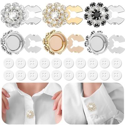 3 Pezzi Copribottoni Strass Con 8 Bottoni da Cucire Bottoni di Cristallo Clip su Bottoni Gioielli Donna Per Cucito Decorazione Artigianato Fai da Te