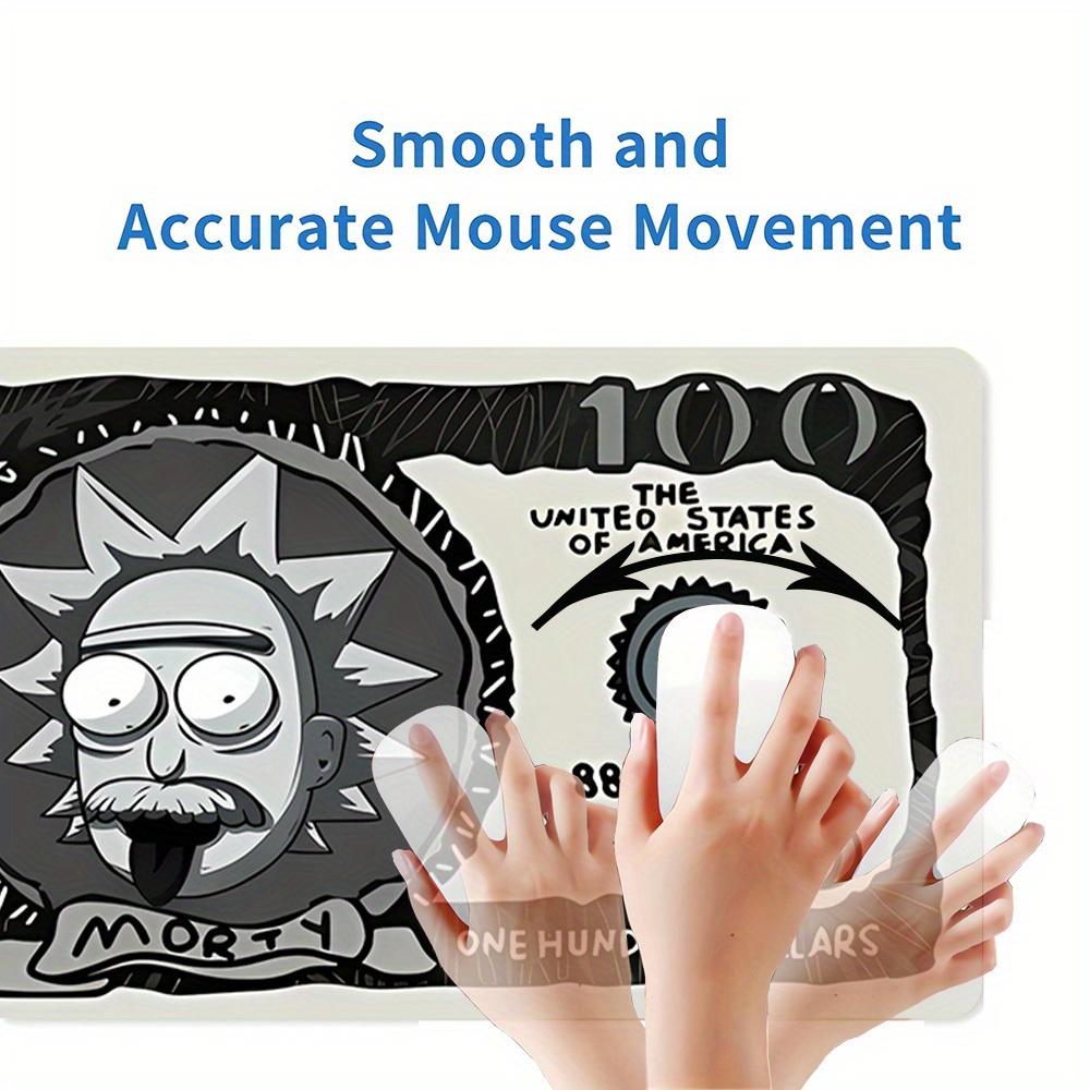 1pc Large Gaming Mouse Pad, UV Reactive Non-Slip Desk Mat, Washable PolyesterMorty, Dollars, CartoonComputer Pad with Vibrant Game Machine P