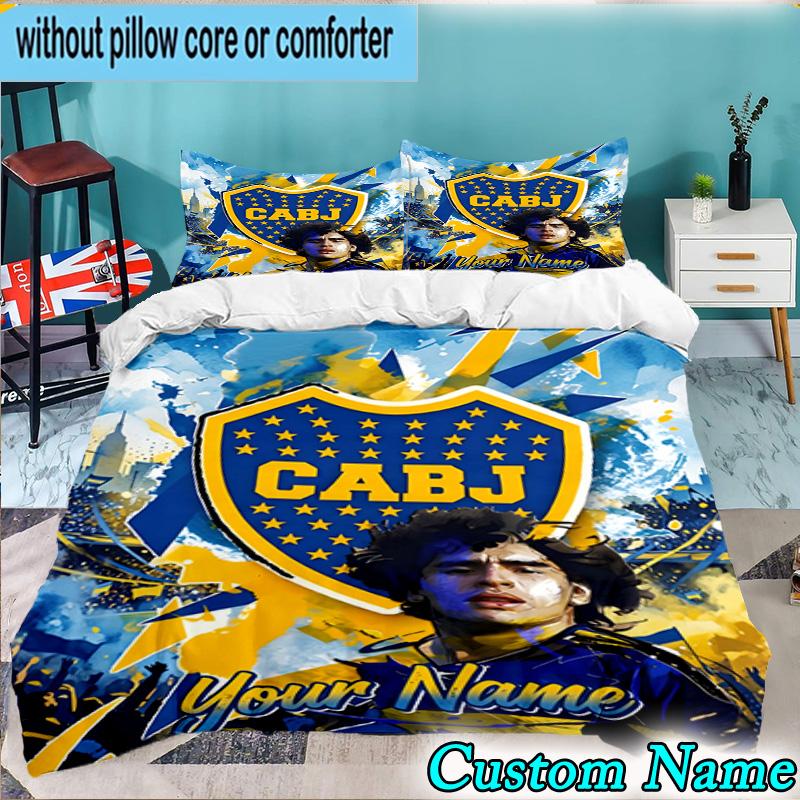 Custom Name Boca Juniors Crest Design 3PCS Bedding Set For Bedroom Dormitory,Including 1pc Duvet Cover And 2pcs Pillowcases Large size Fan gift