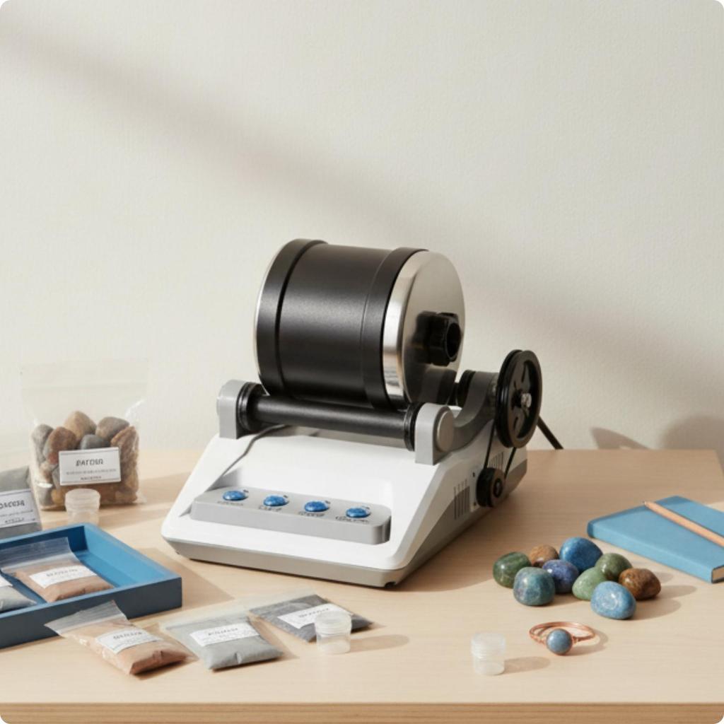 Tumbling Rock Electric de Masă cu Materiale de Lustruit Kit Compact pentru