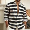 Men's striped long-sleeved shirt, outdoor street style casual shirt for men, fashionable lapel men's top, comfortable fabric.