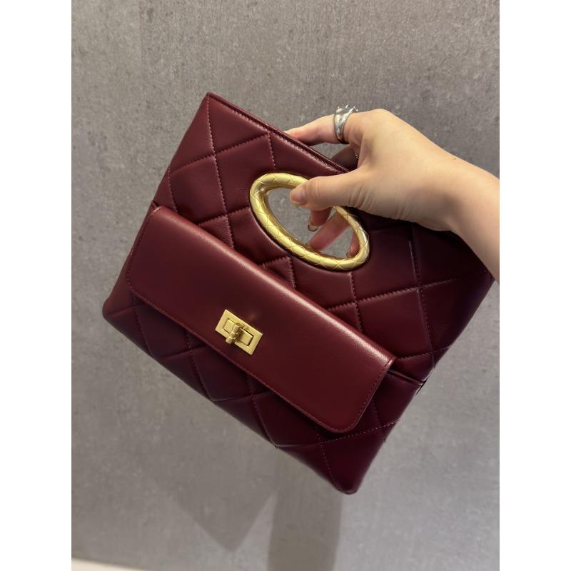 Classic Cowhide Metal Rhombus Chain Portable Dinner Bag High-end Fashion Shoulder Messenger Bag