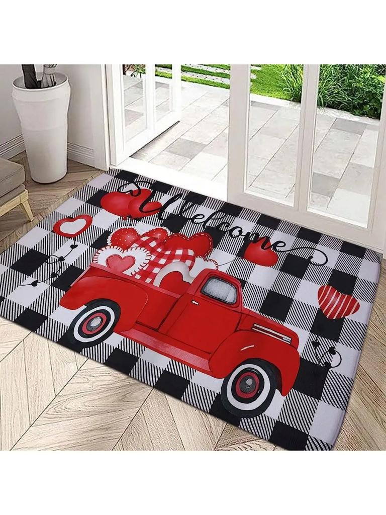 Love Heart Mat Home Indoor Welcome Valentine'S Day Design Doormat Non-slip Entrance Floor Carpet Washable Bathroom Bedroom Rug