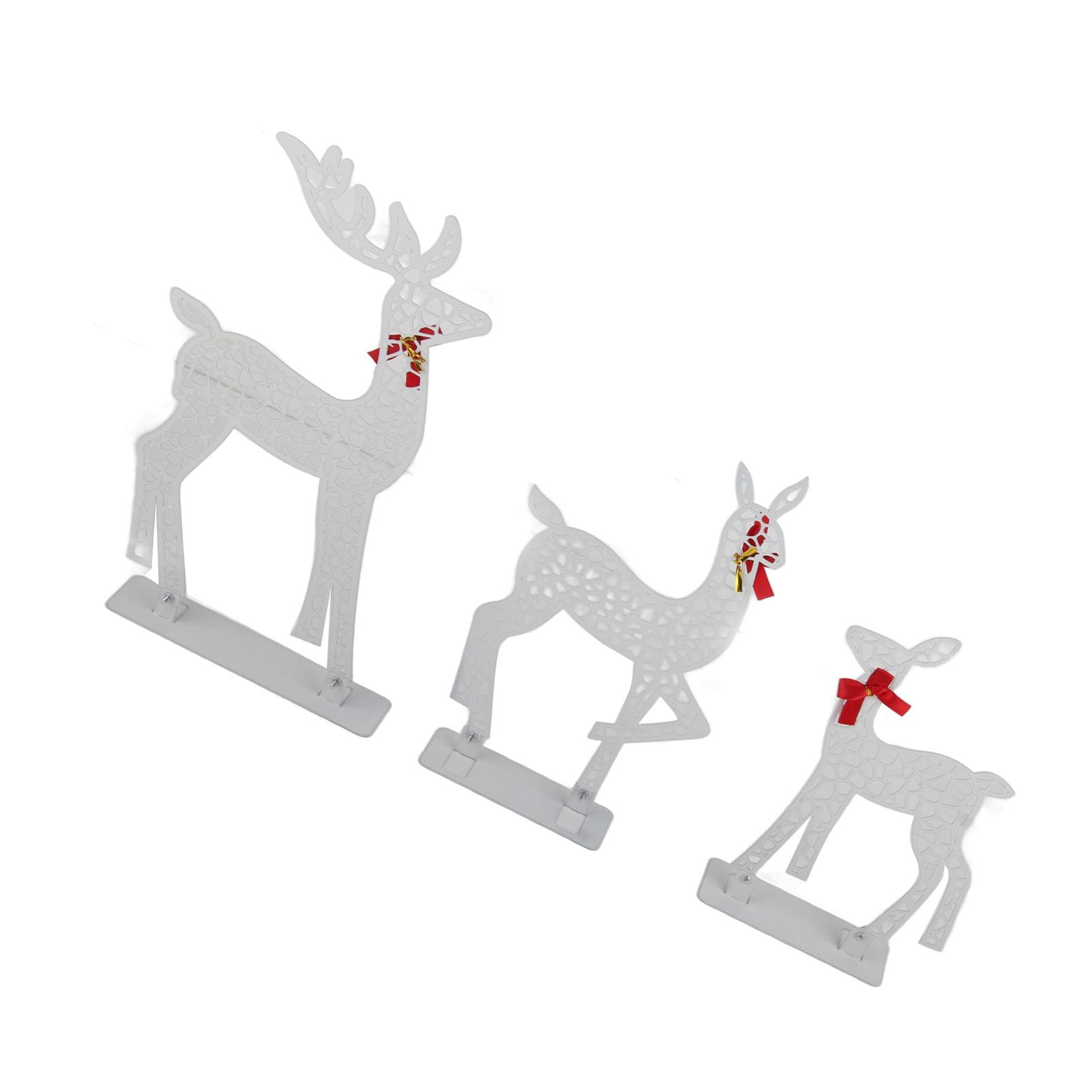 

3 шт. светящиеся рождественские украшения олень для дома теплый белый свет железный светодиодный олень семейный набор настольный