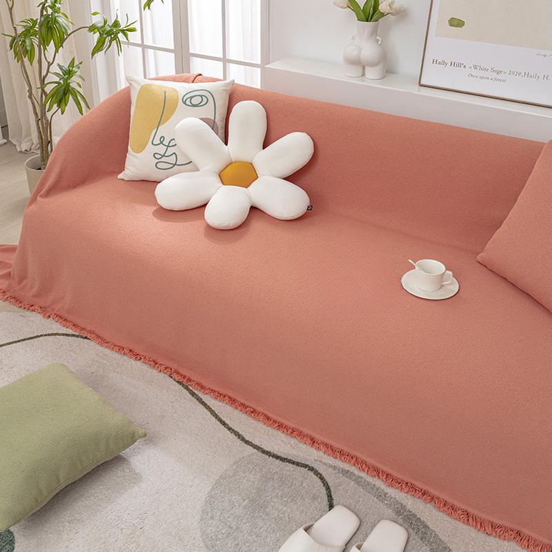 Leichter Luxus Einfarbig Modern Schlicht Hautfreundlich Wasserdicht Kreisgarn Einzelner Universaler Sofabezug Handtuchbezug All-Inclusive Universaldecke