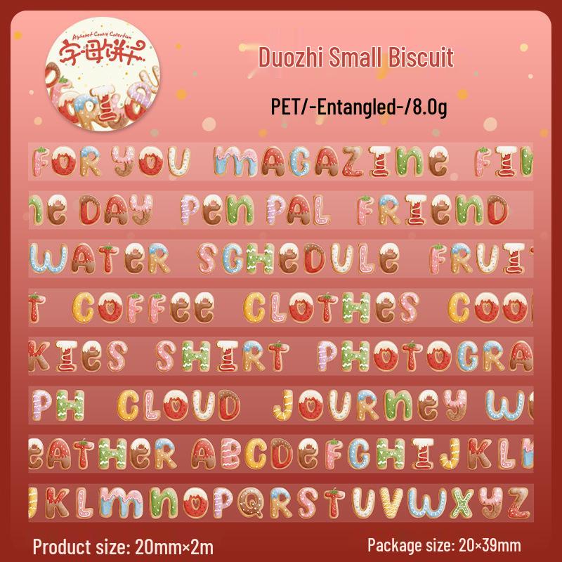 Ketchup Girl Washi Tape Set - Cute Letter & Cookie Designs for Journal Decoration (6 Types)
