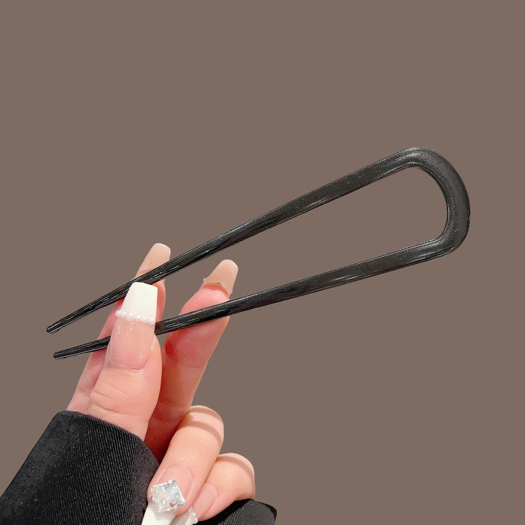 U-Shaped Enamel Metal Hairpin – Ancient Style, Large for Daily Use