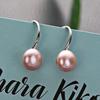 Classic Female   Silver Needle Round Natural Pearl Hanging Earrings For Women Pendientes Oorbellen Brincos