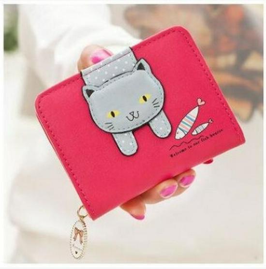 

Korean Style Women s Cartoon Zipper Wallet: Cute Short Purse & Card Holder розы красного