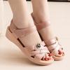 Mom Sandals for Women In Summer 2025 New Soft Leather Wedge Heel Comfortable Flat Bottomed Middle-aged and Elderly Women's Shoes