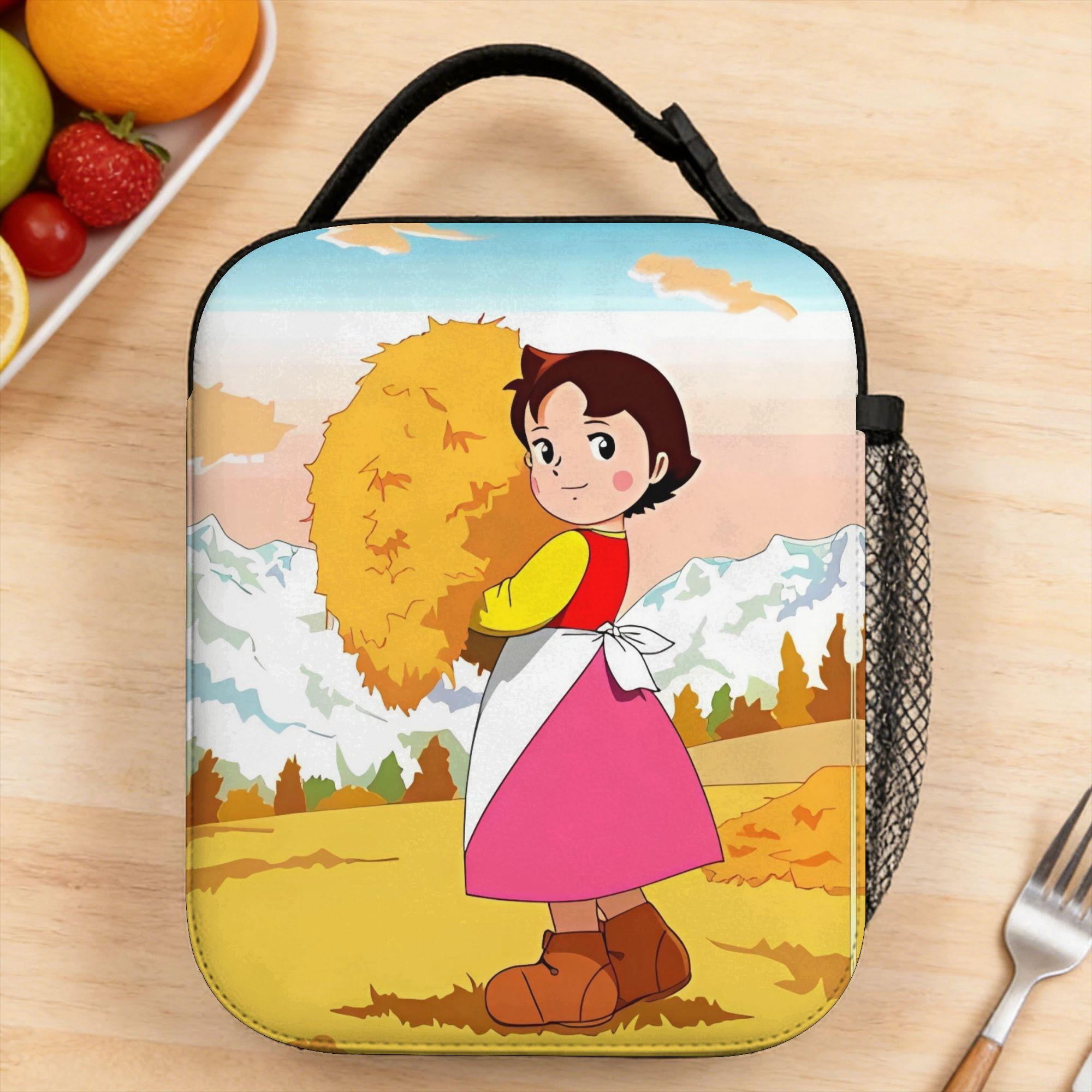 Custom Alps Mountain Girl Happy Heidi Lunch Bag School Portable Zipper Tote Food Bags For Women Waterproof Print Cooler Bag One Size