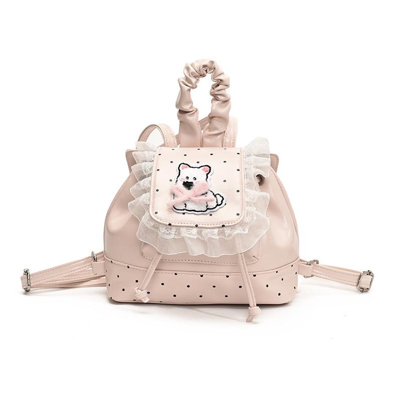 

Белый Вест-хайленд-терьер Рюкзак с бантом Повседневный школьный рюкзак Модная сумка для подарков розовый