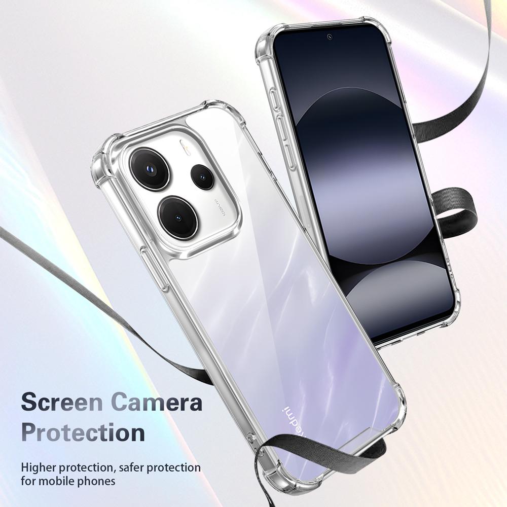 KEYSION Four-Corners Shockproof Transparent Case for Redmi Note 14 4G 5G Soft TPU+PC Clear Phone Cover for Redmi Note 14 5G