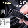 1PC 5m/196.85inch U Edge Banding Car Door Protection Strip Decorative Frame Bar Crashproof Strip Rubber Vehicle Sealing Decor