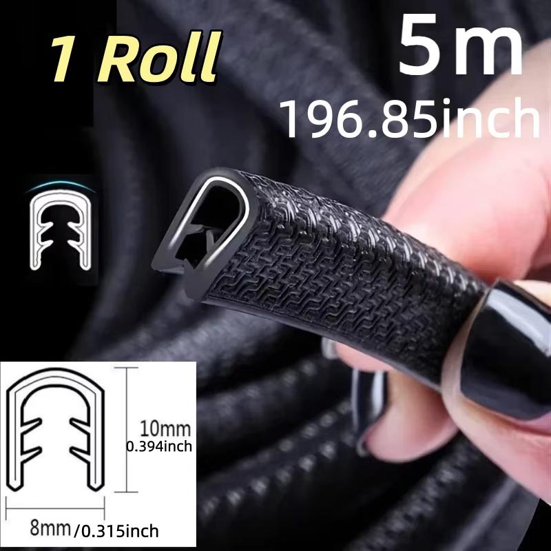 1PC 5m/196.85inch U Edge Banding Car Door Protection Strip Decorative Frame Bar Crashproof Strip Rubber Vehicle Sealing Decor