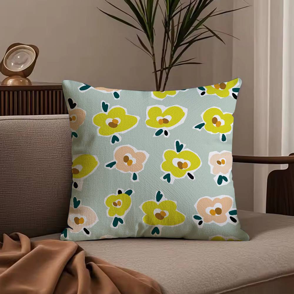 Spring and Summer Floral ART Pillow Case Anti-dustmite Pillowcase Invisible Zipper Silky Short Plush Sofa Cushion Cover