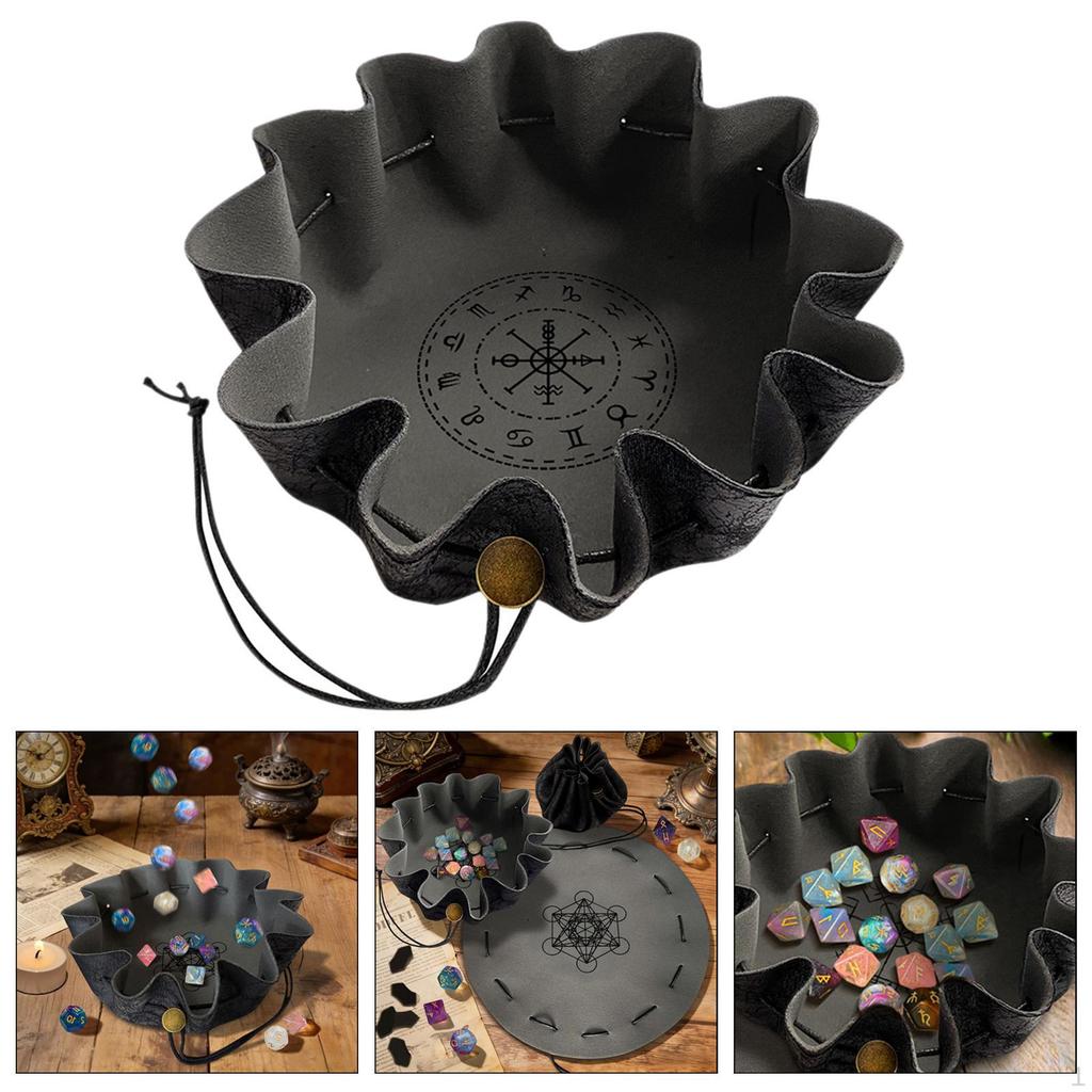 Dice Tray Drawstring Bag Pouch Rolling Tray,Storage Case for Keys Role Playing Table Games RPG