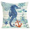 Marine Elements Ocean Animals Cotton Linen Cushion Covers Blue Sea Turtle Horse Home Decor Pillowcase Octopus Sofa Cushion Case