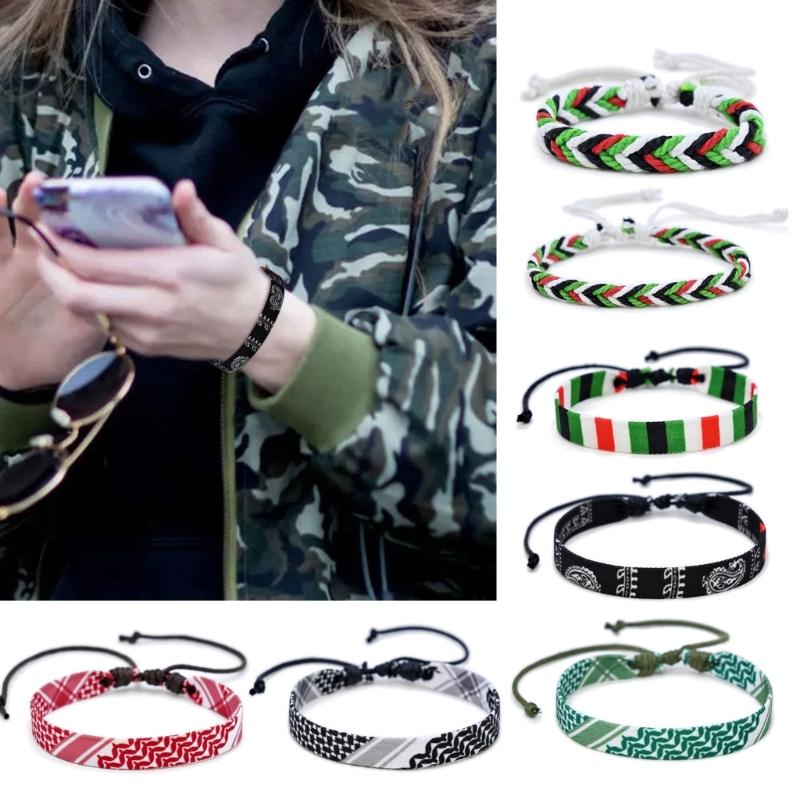 Unique Arab Inspired Cotton Wristband Adjustable Handchain Handmade Multicolor Wristchain Ornament for Trendy Outfits