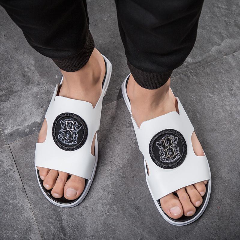 Для мужчин Нескользящие уличные тапочки Классические пляжные мужские туфли без застежек — фото 4