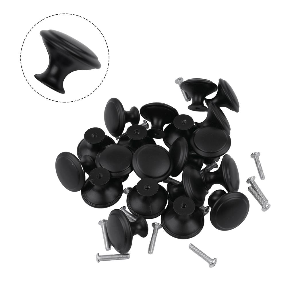 20 Pcs Door Knobs Cabinet Handles With Screws Cupboard Drawer Kitchen Bathroom Stainless Steel Black Cabinet Doors Fittings