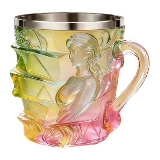 3D Boyalı Kitap Yığını Kahve Kupası Reçine Paslanmaz Çelik Fincan Ergonomik Saplı Dökülmeye Dayanıklı Taban Okuma Kupası