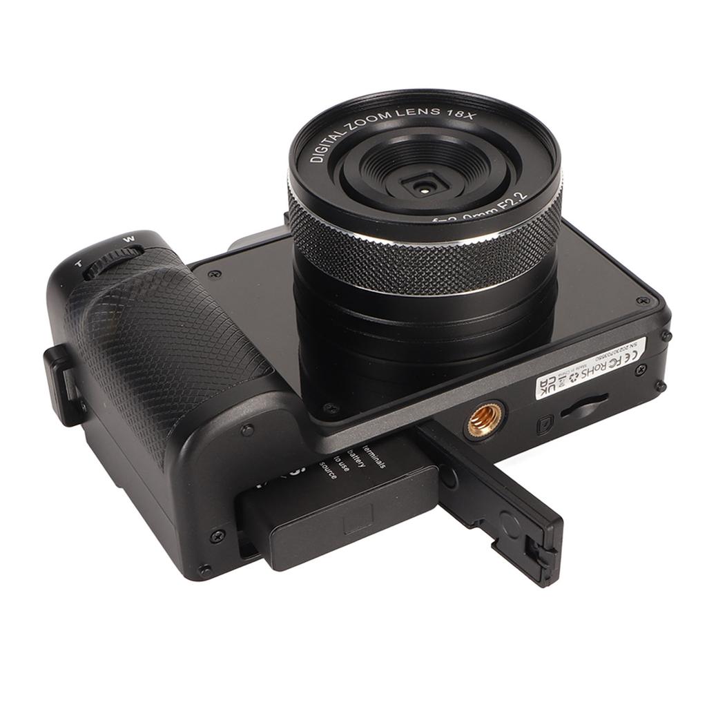 Digitalkamera, Schwarz, 64 MP, 4K, 3-Zoll-IPS-Bildschirm, 18-facher Zoom, Beauty-Filter, Autofokus mit Weitwinkelobjektiv