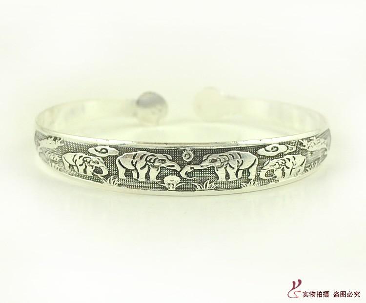 Retro with elephant carved design, open style, women s dragon and phoenix bracelet, ethnic style accessory bracelet