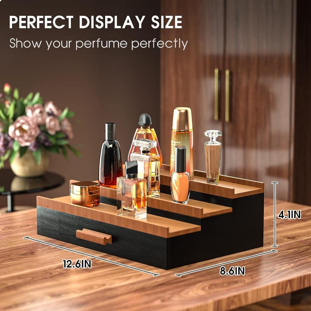 with Drawers Makeup Organizer Wooden Cosmetic Display Box Elegant Storage Showcase  Tabletop